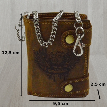 Wild Leder Portemonnaie mit Totenkopf und Hosenkette mit RFID Schutz